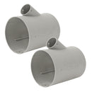 2x Abzweig-T AT T-Stück Anschluss für 22 mm Abzweigrohr und 65 / 72 mm Warmluftrohr