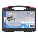 20 Stk. Felsbodenheringe im Koffer Metall Zelt Heringe - fluoreszierende Haken