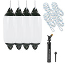 4x Fender weiß mit Pumpe und 4x Fenderleine