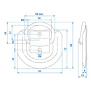 4er Set Zurrmulde 83 x 72 mm Bruchlast 1100 kg verzinkt 54 x 42 mm Ringöse