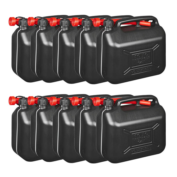 10x Kraftstoffkanister 10L Kunststoff Reserve Diesel Benzinkanister UN-geprüft