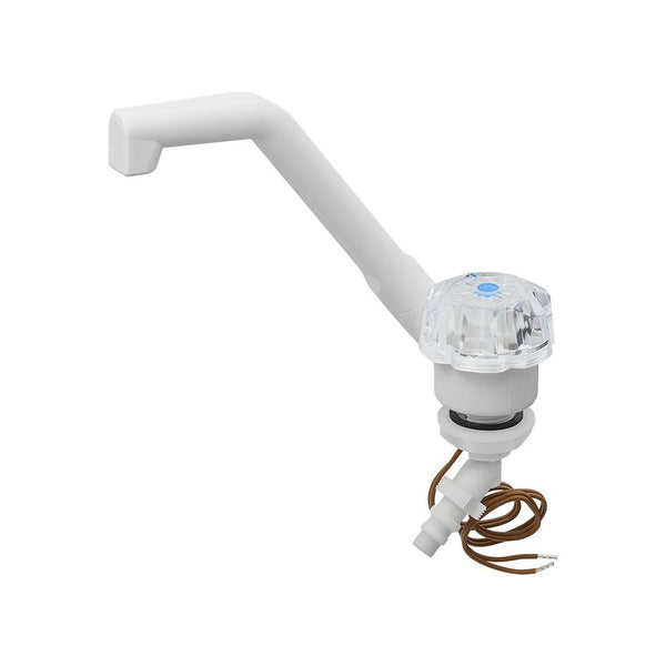 Kalt-Wasserhahn De Luxe 12V Ø20 mm – Klappbar, Weiß, für Wohnmobil & Boot