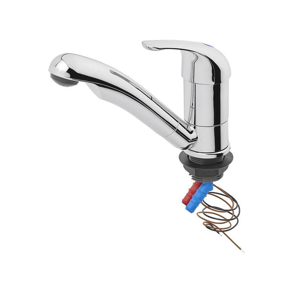 Mischbatterie Keramik Carino 12V Ø33 mm – 360° schwenkbar, Chrom, für Wohnmobil & Boot