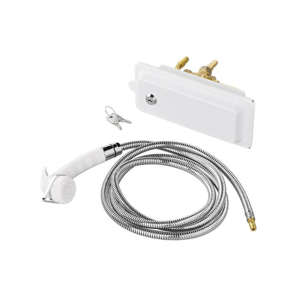 Außenduschanschluss für Wohnmobile & Wohnwagen – Komplettset mit Brauseschlauch & Duschkopf