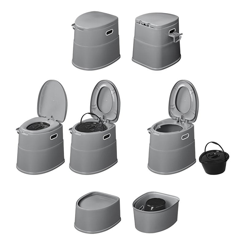 Tragbare teilbare Campingtoilette – Kompakte Eimertoilette mit Softclosing & WC-Halter