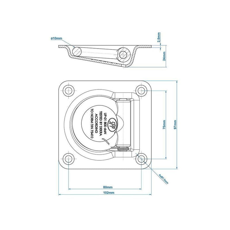 10er Set SPP UP-01 Zurrmulde einfach – 800 daN (800 kg) Zugkraft