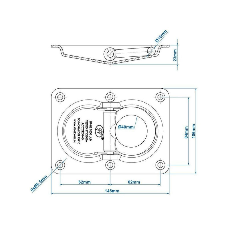 10er Set SPP UP-02 Zurrmulde zweifach – 1000 daN (1000 kg) Zugkraft