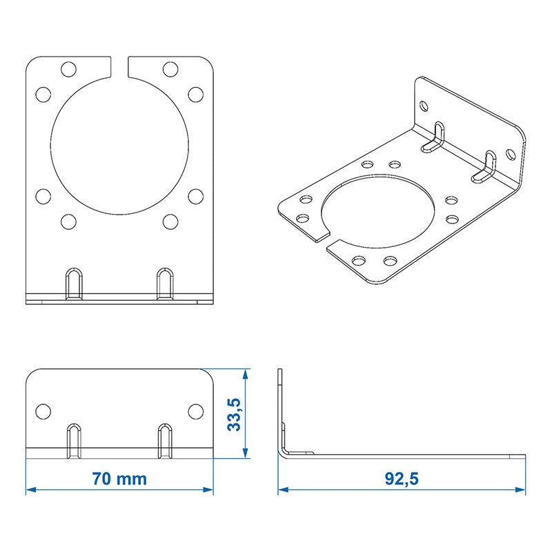 Steckdosenhalter Metall gewinkelt 9,25 x 7 cm – für 7- & 13-polige Anhängersteckdosen