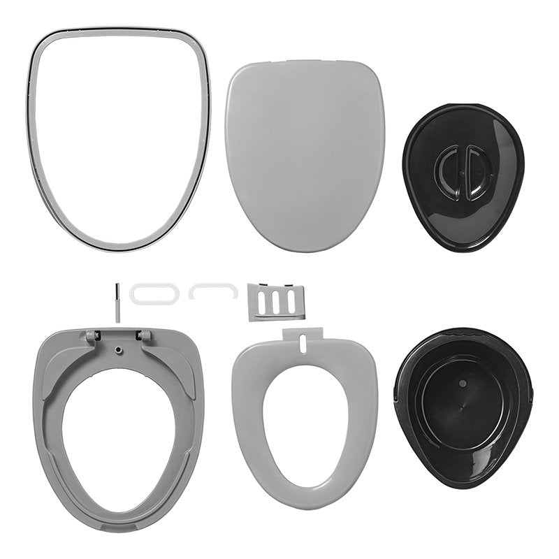 Tragbare teilbare Campingtoilette – Kompakte Eimertoilette mit Softclosing & WC-Halter