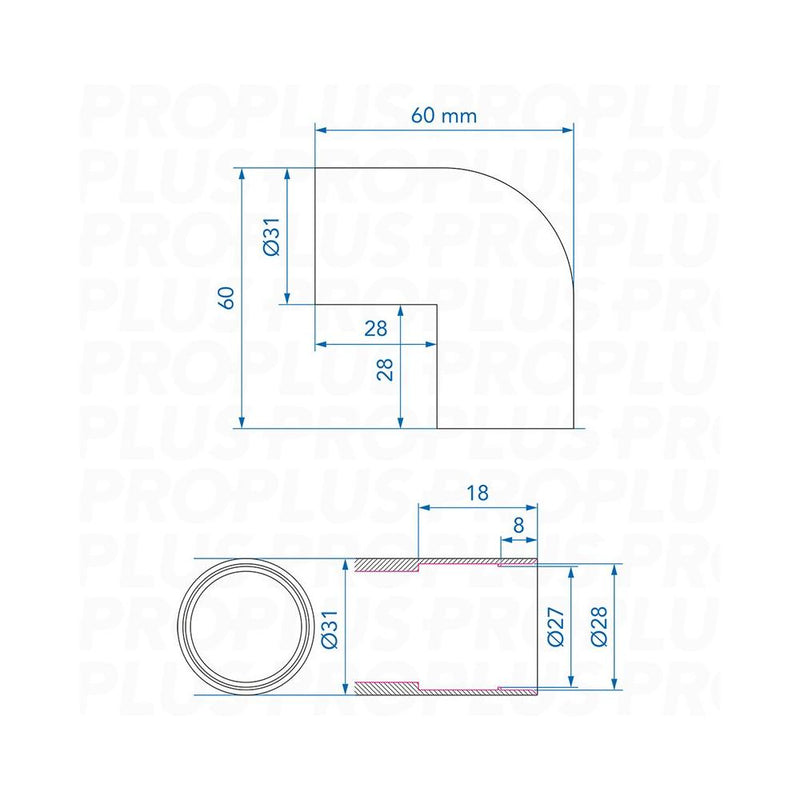 Abwasser-Rohr Winkel 90° – Steckverbindung, Ø28 mm, für Wohnmobil & Boot