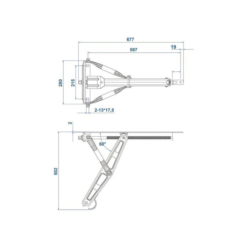 Ausdrehstütze 1500 kg 677 mm mit Montageplatte – Eckstütze für Wohnwagen