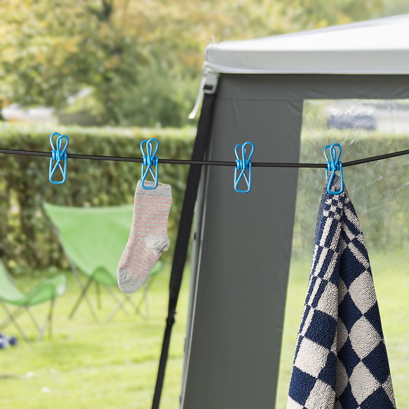 Camping Wäscheleine | 12 Klammern | Haken  | Wäschetrockner | Expander Leine |