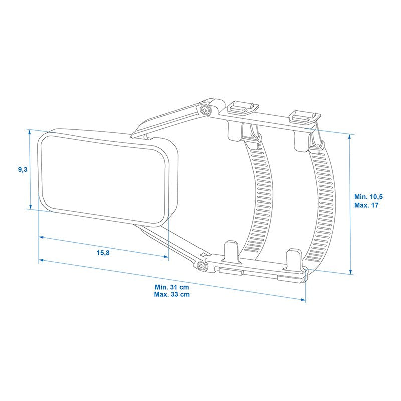 Wohnwagen Spiegel Kompakt mit Flachglas – 330 x 90 mm | E-Typ geprüft & universal passend