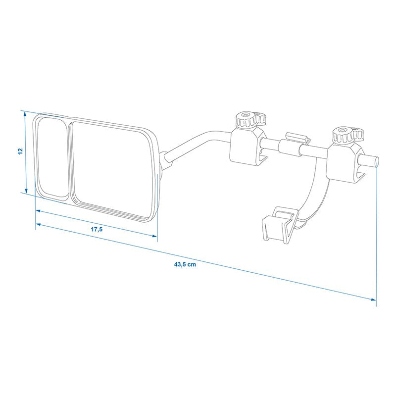 Wohnwagen Spiegel mit Flachglas & Toter-Winkel-Spiegel – 440 x 110 mm | Universal & E-Typ geprüft