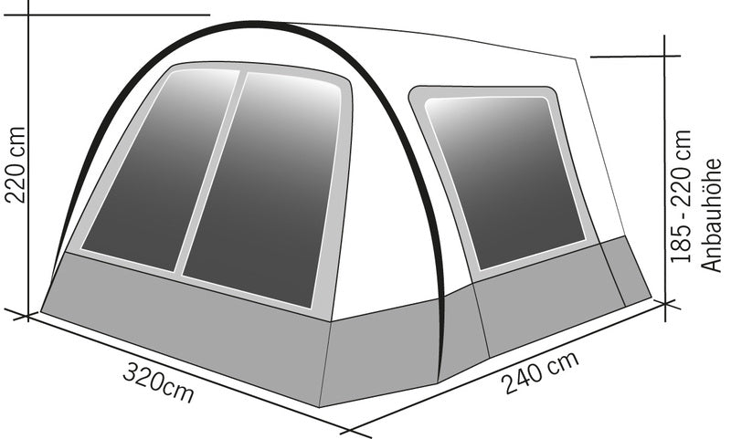 Hispaniola Sonnensegel mit Front- und Seitenwänden 320x240cm Busvorzelt Campingbus Vorzelt
