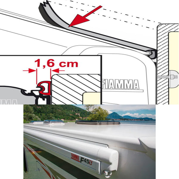 1 Meter Fiamma Dichtband Rain Guard S für Markisen WEIß Regenrinne Dichtband