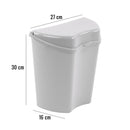 Abfalleimer grau, inkl. Halterung, (H/B/T) 30 x 27 x 16 cm, ca. 8 Ltr