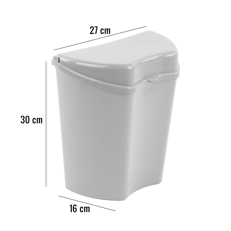 Abfalleimer grau, inkl. Halterung, (H/B/T) 30 x 27 x 16 cm, ca. 8 Ltr