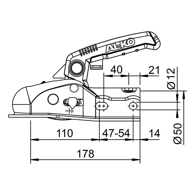 AL-KO Kugelkupplung AK 270 Ø50 mm – Anhängerkupplung bis 2700 kg mit Soft-Dock