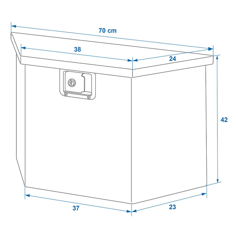 Alu Werkzeugbox Transportkiste Aufbewahrungsbox Anhänger Deichselbox 70x24x42cm