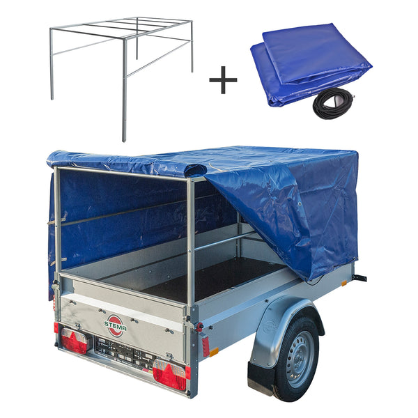 Planen Gestell + Hochplane Set, blau ,Maße 207,5 x 114 x 90 cm, verzinkt