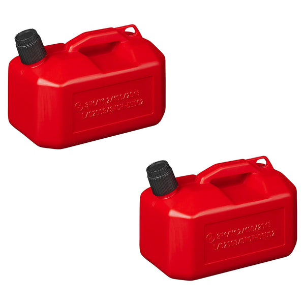 2x Kraftstoffkanister 5L Kunststoff Reserve Diesel Benzinkanister rot UN-geprüft