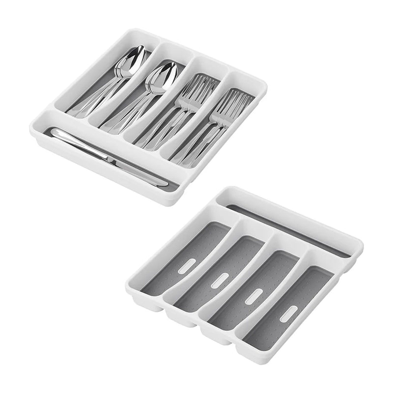 Besteckkasten 5 Fächer rutschfester Besteckeinsatz 32,5x28,5x4,5cm Campingküche