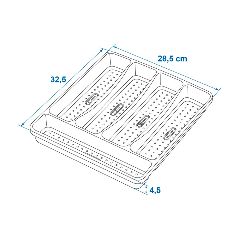 Besteckkasten 5 Fächer rutschfester Besteckeinsatz 32,5x28,5x4,5cm Campingküche