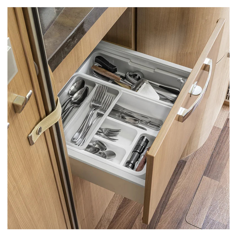 Besteckkasten ausziehbar 6-7 Fächer Besteckeinsatz bis 40x31,5x6cm Campingküche