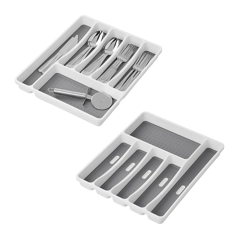 Besteckkasten 6 Fächer rutschfester Besteckeinsatz 40,5x32,5x4,5cm Campingküche