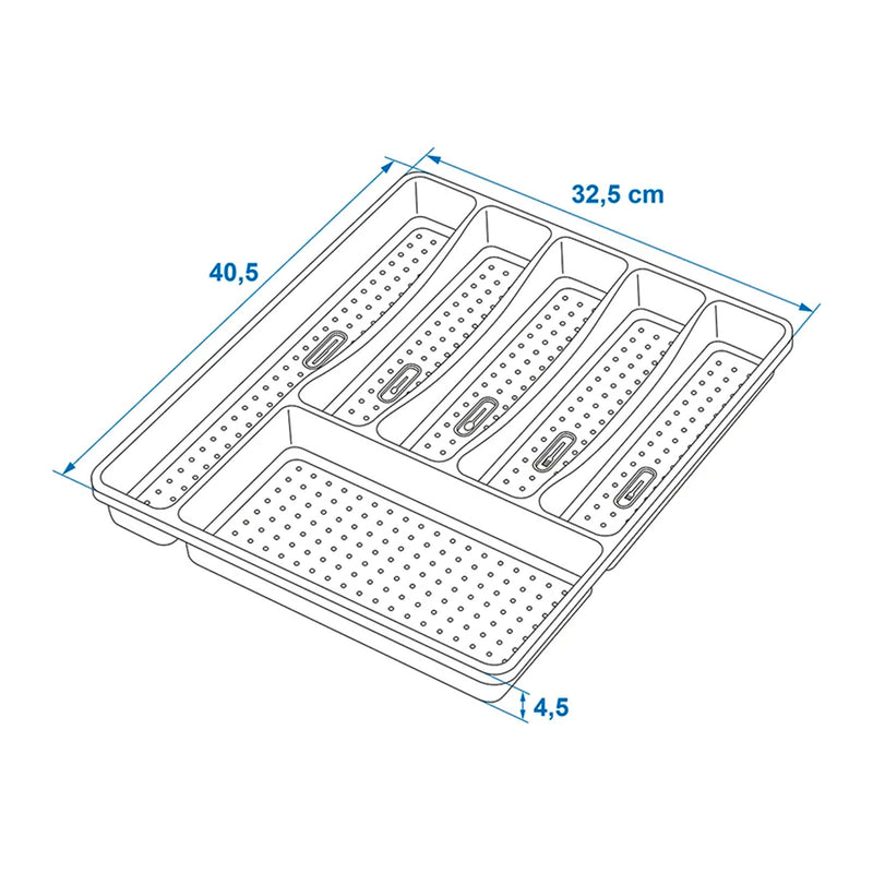 Besteckkasten 6 Fächer rutschfester Besteckeinsatz 40,5x32,5x4,5cm Campingküche