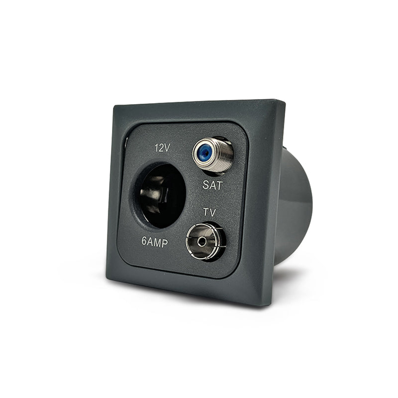 Satelliten Antennen 12V Steckdose | Anthrazit | Set: Einsatz, Abdeckung, Rahmen