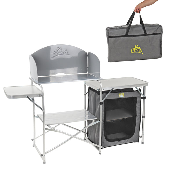 Camping Küche "Maxi" klappbar in Transporttasche, Windschutz, 30 Kg belastbar