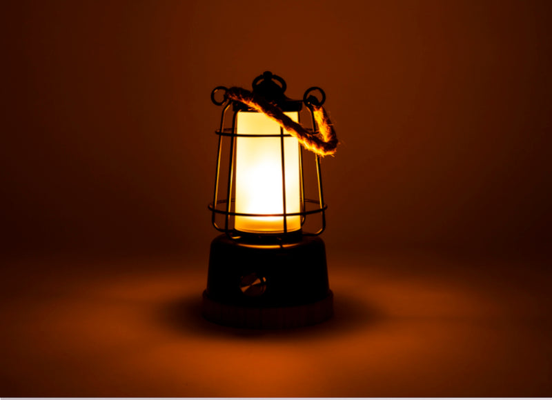 Campinglicht LIGHTHOUSE, LED Retro Usb Laterne aus Bambus + Edelstahl, Powerbank