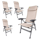 4x Via Mondo Campingstuhl Comfort II, Alu Klappstuhl mit 7 Pos. inkl. Kopfstütze