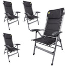 4x Via Mondo Campingstuhl Cozy Relax II, Klappstuhl 7 Pos. breite Armlehnen, Alu