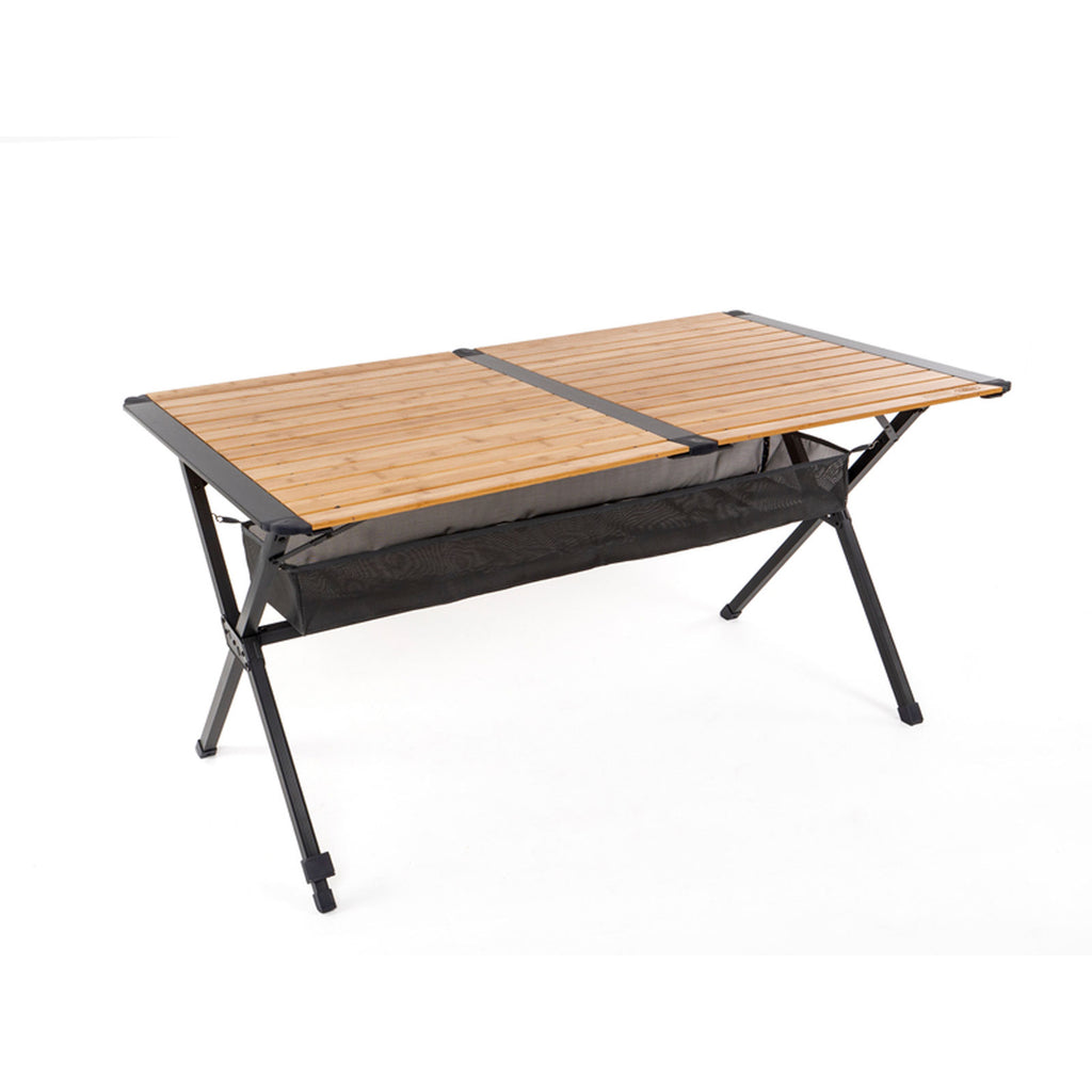 Campingtisch Bambus-Rolltisch 140x80cm Al