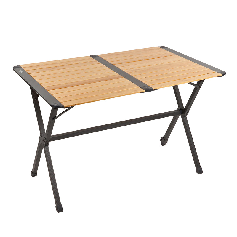 Aluminium Bambus Campingtisch "Mesa" für 4 Personen höhenverstellbar Rolltisch