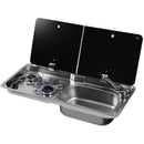 Can FL1765 Kocher-Spülen Kombination, 2-flammig, Spüle rechts mit Glasabdeckung