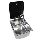 Carbest Spüle mit Wasserhahn und Glasabdeckung Camping Einbauspüle Küchenspüle