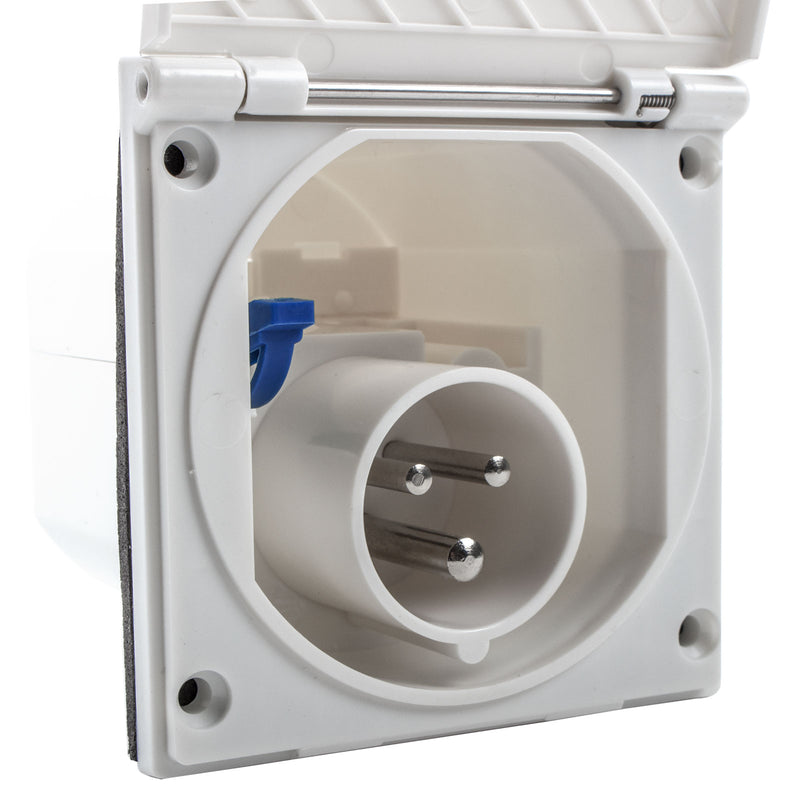 2x CEE Aussensteckdose WEIß Spritzwasser geschützt 200-240V, 16A, IP44