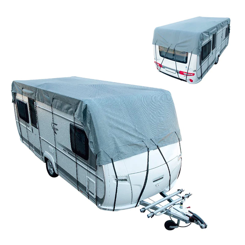 Dachschutzplane 6 x 3 m Schutzdach für Wohnwagen, Wohnmobil Abdeckung Grau