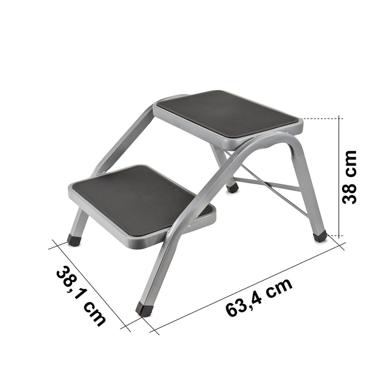 Doppeltrittstufe | 634x381x380mm | gummiert | 4kg | bis 150 kg | Grau