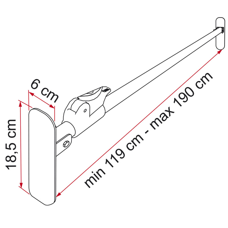 Fiamma Duo Safe verstellbar 119 - 190 cm Diebstahlschutz, Türsicherung