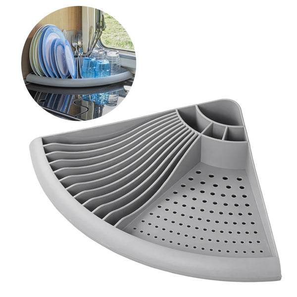 Eck Geschirrtrockner Camping - bis zu 11 Teller - Tassenabteil - Abtropfgestell