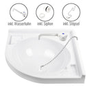 Eckwaschbecken 415 x 415 x 160 mm, Kunststoff, weiß