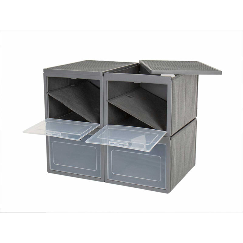 Camping Faltschrank Box 4 Campingschrank mit 4 Fächern grau 60x40x50cm Faltbox