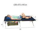 Luxus Alu Feldbett "Euphrat" mit & Utensilo, 200x75x43 max 120 Kg