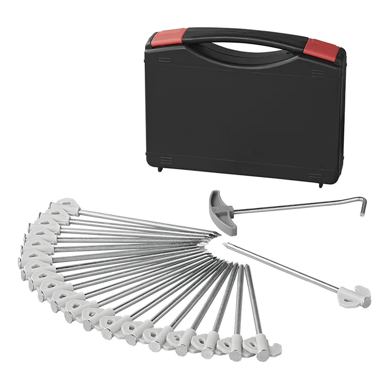 20 Stk. Felsbodenheringe im Koffer 20cm Metall Heringe - mit Kunststoffhaken