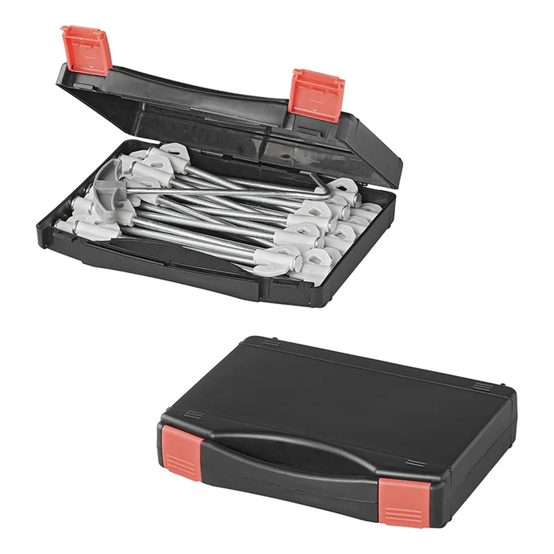 20 Stk. Felsbodenheringe im Koffer 20cm Metall Heringe - mit Kunststoffhaken